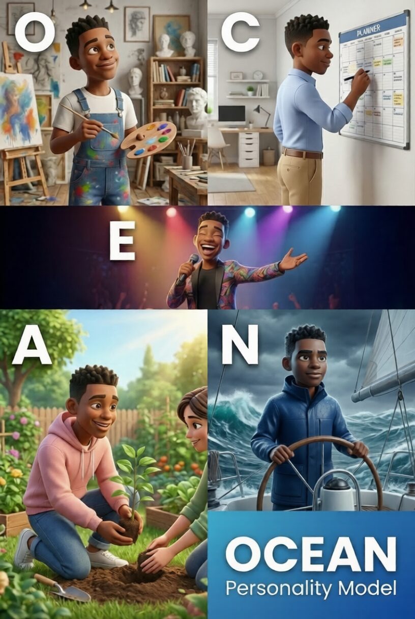 Visual representation of the OCEAN personality dimensions